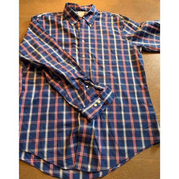 Brooks Brothers Other - Brooks Brothers Mens L Blue Red Plaid Supima Cotton Button Down Long Sleeve